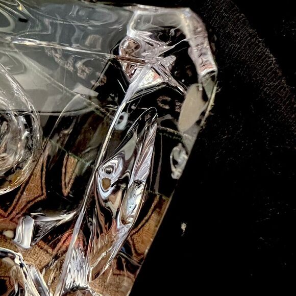 Vintage Cofrac Art Verrier France HEAVY Clear Crystal Centerpiece Vase 10" - Picture 9 of 11